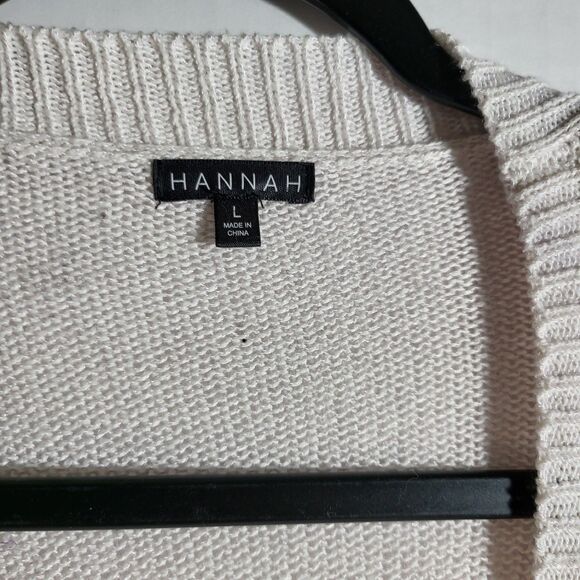 Hannah Cream Knit Cardigan 3/4 Sleeve Size L | Boho - Picture 3 of 4